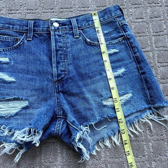 Aritzia Denim Forum Ex Boyfriend Shorts Women's 26 Button Fly Distressed Cut Off - Picture 11 of 11